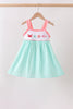 Green Marine Embroidered Jacquard Dress