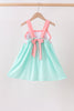 Green Marine Embroidered Jacquard Dress