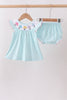 Blue Umbrella Smocked Bloomer Set