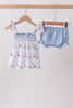 Blue Sailboat Smocked Bloomer Set