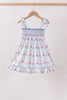 Blue Sailboat Smocked Dress