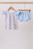 Blue Floral Bow Bloomer Set