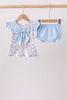 Blue Floral Bow Bloomer Set
