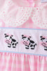 Pink Cow Plaid Embroidered Bloomer Set