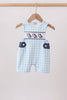Blue Cow Plaid Embroidered Jon Jon