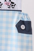 Blue Cow Plaid Embroidered Jon Jon