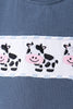 Blue Cow Plaid Embroidered Set