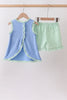 Blue Tractor Applique Seersucker Set