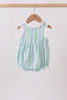 Green Stripe Smocked Bow Seersucker Bubble