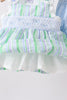 Green Stripe Smocked Bow Seersucker Bloomer Set