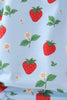 Blue Strawberry Embroidered Ruffle Bow Bubble