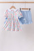 Blue Hydrangea Smocked Pearl Set