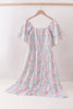 Blue Hydrangea Smocked Women Dress