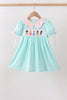 Mint Princess Smocked Jacquard Dress
