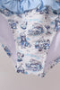 Blue Beach Smocked UPF Women Swim Set