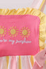 You're my sunshine Stripe Embroidered Bow Bubble