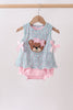 Green Bear Floral Applique Bubble
