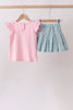 Pink Bear Floral Applique Skorts Set
