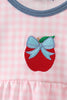 Pink Apple Plaid Embroidered Bubble