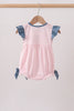 Pink Apple Plaid Embroidered Bubble
