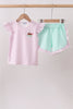 Purple Ice Cream Plaid Embroidered Set