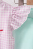 Purple Ice Cream Plaid Embroidered Set