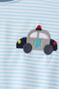Blue Police Car Stripe Embroidered Bubble