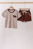 Brown Bear Stripe Embroidered Set