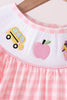 Pink Apple Bus Smocked Dress