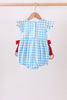 Blue Apple Appliqué Gingham Bubble