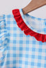 Blue Apple Appliqué Gingham Ruffle Set