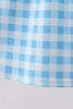 Blue Apple Appliqué Gingham Ruffle Dress