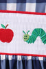 Navy Apple Smocked Ruffle Gingham Set
