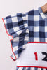 Navy Apple Smocked Ruffle Gingham Set