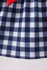 Navy Apple Smocked Gingham Dress