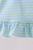 Blue Stripe Schoolhouse Appliqué Ruffle Set