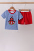 Blue Stripe Schoolhouse Appliqué Set