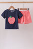 Navy Apple Applique Denim Set