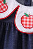 Navy Apple Applique Denim Dress