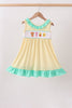 Mustard Honey Bear Embroidered Dress