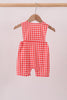 Red Character Plaid Embroidered Jon Jon