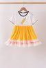 Mustard Pencil Ruffle Dress