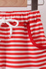 Red Stripe Apple Embroidered Set