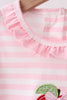 Pink Stripe Apple Book Applique Bubble
