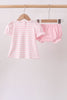 Pink Stripe Apple Book Applique Bubble