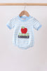 Blue Stripe Apple Book Appliqué Bubble