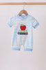 Blue Stripe Apple Book Appliqué Romper