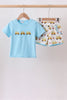 Blue Bus Embroidered Set