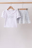 Blue Faith Quote Embroidered Ruffle Shorts Set