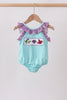 Blue under the sea Embroidered UPF Swim One-Piece